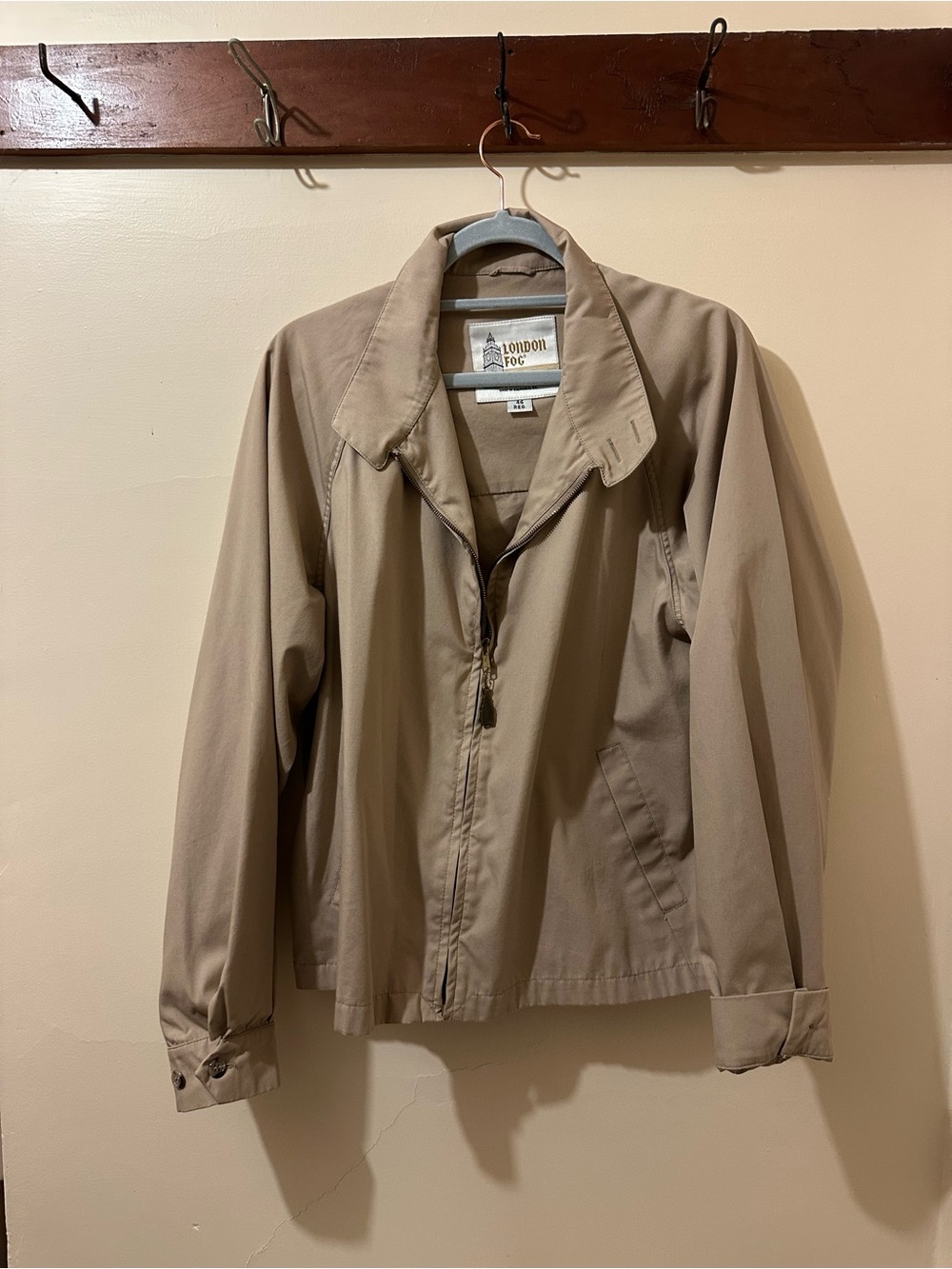 London Fog Tan Zip Jacket with Stand Collar